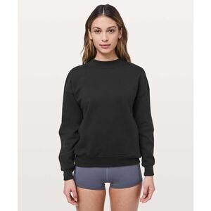 Lululemon Chill On Cotton Terry Crewneck Long Sleeve Pullover Sweatshirt Black 4